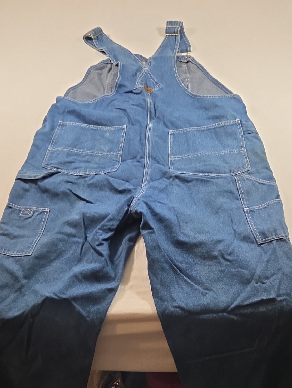 Universal Thread Washed Denim Women’s 12 Overalls Frayed  Hem Distressed Boho - Picture 14 of 15